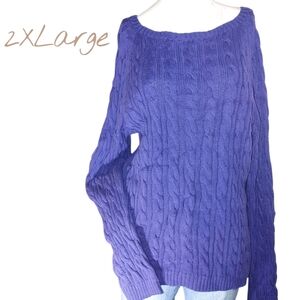 ʕ·ᴥ·ʔ Women's Purple Cable Knit Sweater 2XL
